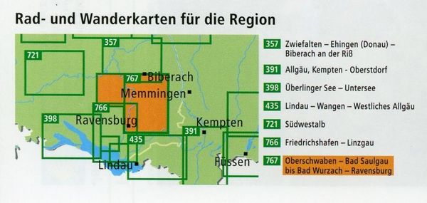 Produktbild: Oberschwaben, Bad Saulgau bis Bad Wurzach, Ravensburg 1 : 50 000