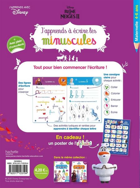 Produktbild: La reine des neiges 2 : j'apprends &agrave; &eacute;crire les lettres minuscules