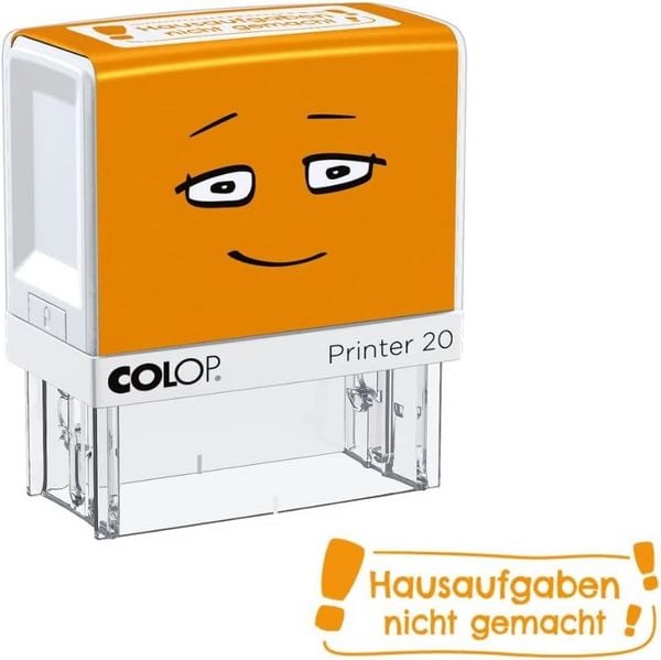 Produktbild: COLOP NIO School Motivations-Stempel, Hausaufgaben nicht gemacht, Abdruckfarbe shiny orange, 38 x 14mm