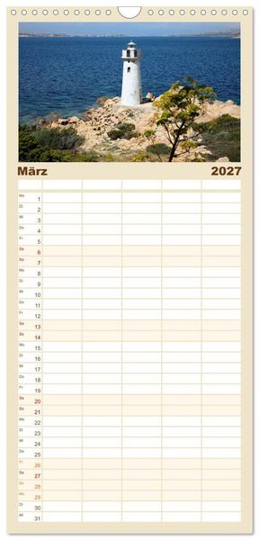 Produktbild: Familienplaner 2027 - Traumhaftes Sardinien mit 5 Spalten (Wandkalender, 21 x 45 cm) CALVENDO