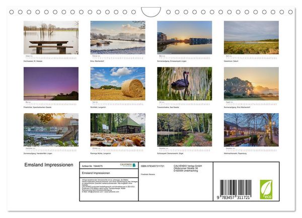 Produktbild: Emsland Impressionen (Wandkalender 2026 DIN A4 quer), CALVENDO Monatskalender