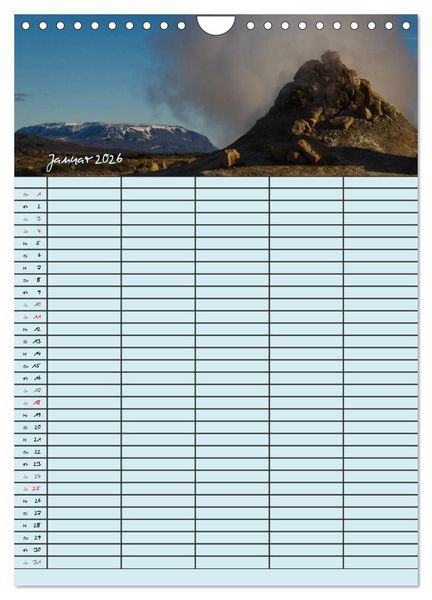 Produktbild: Island Familienplaner (Wandkalender 2026 DIN A4 hoch), CALVENDO Monatskalender