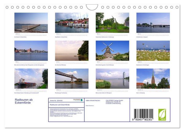 Produktbild: Radtouren ab Eckernf&ouml;rde (Wandkalender 2026 DIN A4 quer), CALVENDO Monatskalender