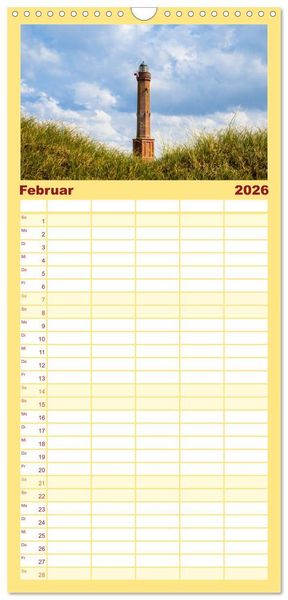 Produktbild: Familienplaner 2026 - Nordsee Insel Norderney mit 5 Spalten (Wandkalender, 21 x 45 cm) CALVENDO