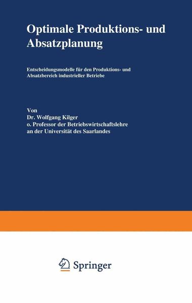 Produktbild: Optimale Produktions- und Absatzplanung