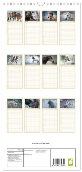 Produktbild: Familienplaner 2027 - Pferde zum Tr&auml;umen mit 5 Spalten (Wandkalender, 21 x 45 cm) CALVENDO