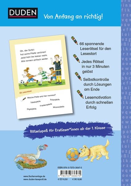 Duden Leseprofi – Coole Leserätsel zum Schulstart – Dinos und Fußball, 1. Klasse
