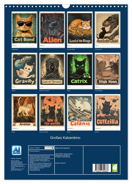 Produktbild: Gro&szlig;es Katzenkino (Wandkalender 2027 DIN A3 hoch), CALVENDO Monatskalender