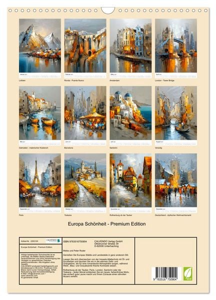 Produktbild: Europa Sch&ouml;nheit - Premium Edition (Wandkalender 2027 DIN A3 hoch), CALVENDO Monatskalender