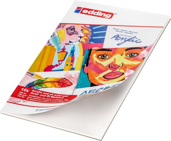 Produktbild: edding 30010 Acryl- und &Ouml;lmalblock A4 10 Blatt wei&szlig;