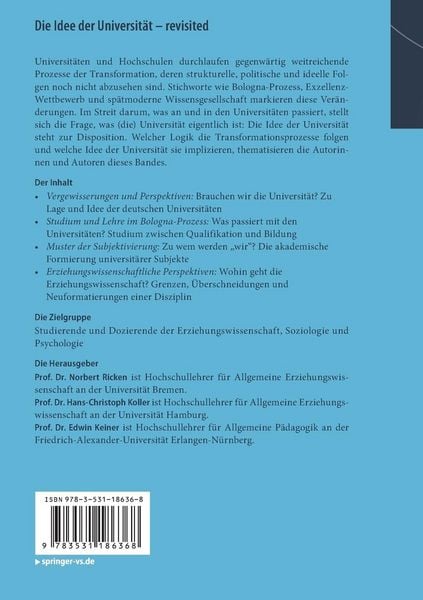 Produktbild: Die Idee der Universit&auml;t - revisited