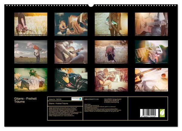 Produktbild: Gitarre - Freiheit Tr&auml;ume (hochwertiger Premium Wandkalender 2026 DIN A2 quer), Kunstdruck in Hochglanz