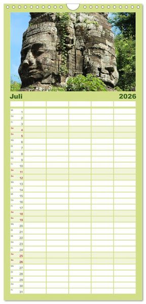 Produktbild: Familienplaner 2026 - Kambodscha &bull; Angkor Wat mit 5 Spalten (Wandkalender, 21 x 45 cm) CALVENDO