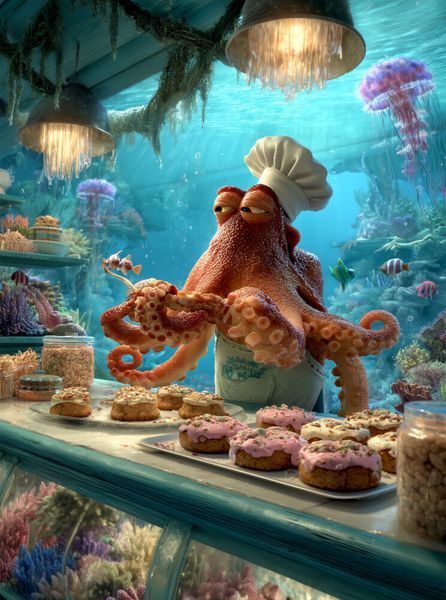 Produktbild: CALVENDO Puzzle Lustiger Oktopus als B&auml;cker unter Wasser | 2000 Teile Lege-Gr&ouml;&szlig;e 90x67cm Foto-Puzzle f&uuml;r gl&uuml;ckliche Stunden