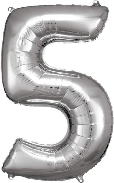 Produktbild: Amscan Folienballon Zahl 5 silber 58x86cm