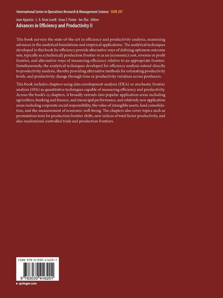 Produktbild: Advances in Efficiency and Productivity II