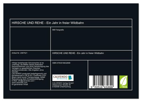 Produktbild: HIRSCHE UND REHE - Ein Jahr in freier Wildbahn (Tischkalender 2026 DIN A5 quer), CALVENDO Monatskalender