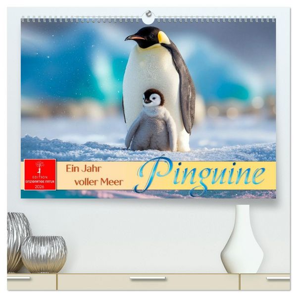 Produktbild: Pinguine - ein Jahr voller Meer (hochwertiger Premium Wandkalender 2026 DIN A2 quer), Kunstdruck in Hochglanz
