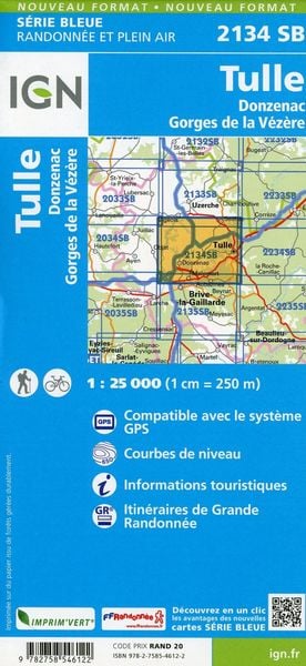 Produktbild: Tulle.Donzenac.Gorges de la V&eacute;z&egrave;re 1:25 000