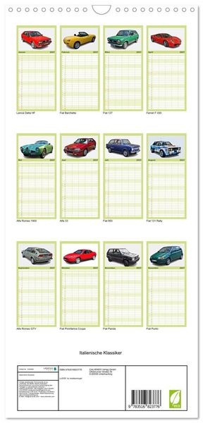 Produktbild: Familienplaner 2027 - Italienische Klassiker mit 5 Spalten (Wandkalender, 21 x 45 cm) CALVENDO