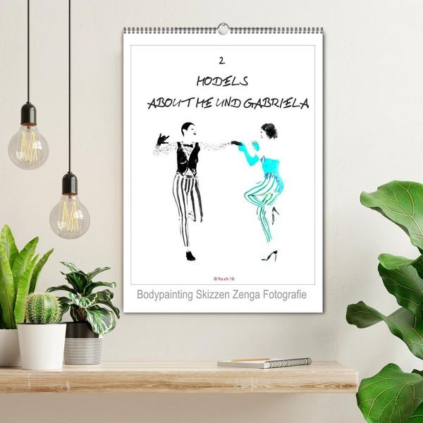 Produktbild: 2 MODELS - ABOUT ME UND GABRIELA - Bodypainting Skizzen Zenga Fotografie (Wandkalender 2026 DIN A2 hoch), CALVENDO Monatskalender