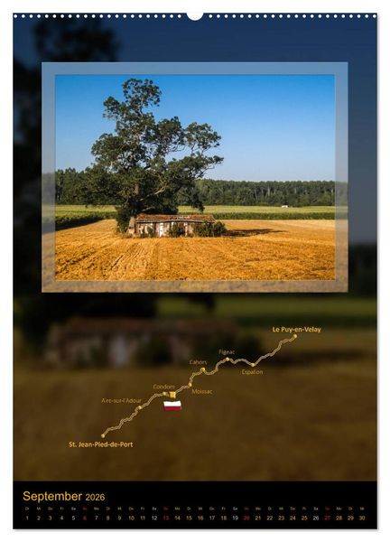 Produktbild: Jakobsweg Via Podiensis (Wandkalender 2026 DIN A2 hoch), CALVENDO Monatskalender