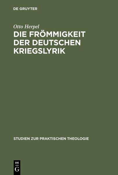 Produktbild: Die Fr&ouml;mmigkeit der deutschen Kriegslyrik