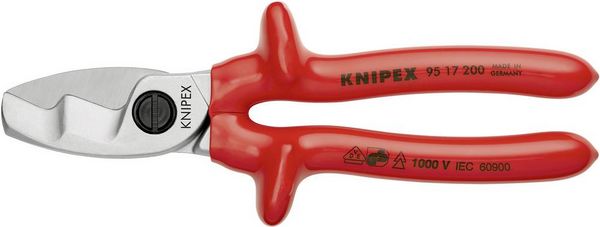Produktbild: Knipex 95 17 200 Kabelschere Geeignet f&uuml;r (Abisoliertechnik) Alu- und Kupferkabel, ein- und mehrdr&auml;htig 20 mm 70 mm&sup2; 0