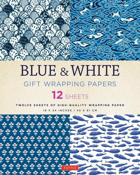 Produktbild: Blue & White Gift Wrapping Papers - 12 Sheets