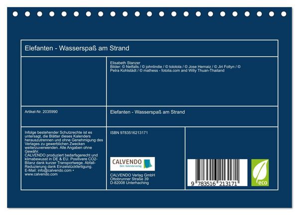 Produktbild: Elefanten - Wasserspa&szlig; am Strand (Tischkalender 2026 DIN A5 quer), CALVENDO Monatskalender