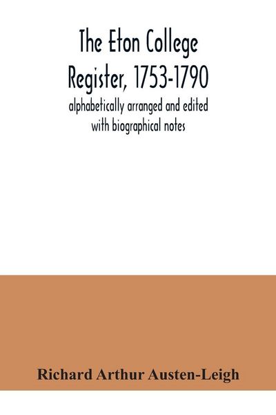 Produktbild: The Eton College register, 1753-1790