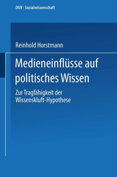 Produktbild: Medieneinfl&uuml;sse auf politisches Wissen
