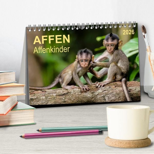 Produktbild: Affen - Affenkinder (Tischkalender 2026 DIN A5 quer), CALVENDO Monatskalender