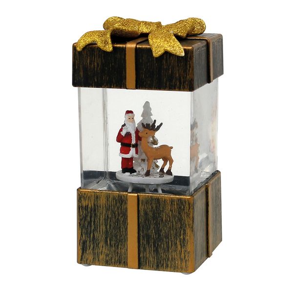 Produktbild: SIGRO Acryl LED Geschenkbox, mit Weihnachtsmann, gold 10