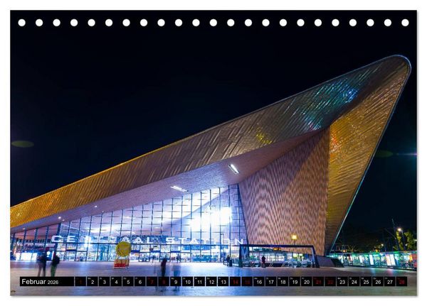 Produktbild: Rotterdam bei Nacht (Tischkalender 2026 DIN A5 quer), CALVENDO Monatskalender