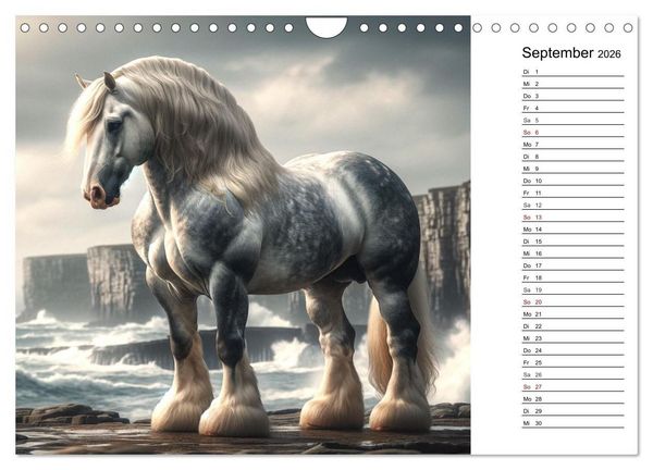 Produktbild: Kaltbl&uuml;ter - Die majest&auml;tische Kraft und Sch&ouml;nheit der Kaltblutpferde (Wandkalender 2026 DIN A4 quer), CALVENDO Monatskalender