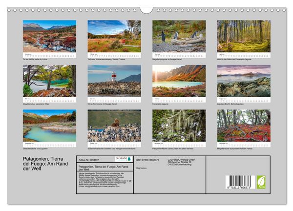 Produktbild: Patagonien, Tierra del Fuego: Am Rand der Welt (Wandkalender 2026 DIN A3 quer), CALVENDO Monatskalender
