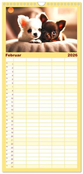 Produktbild: Familienplaner 2026 - Chihuahua-Welpen &ndash; Kleine Wunder mit 5 Spalten (Wandkalender, 21 x 45 cm) CALVENDO
