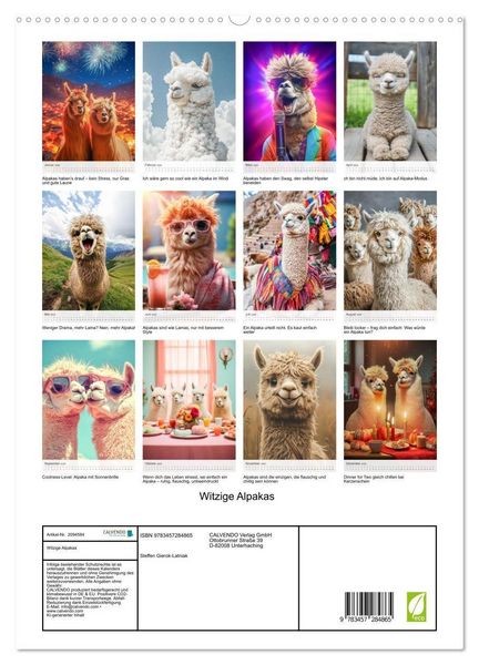 Produktbild: Witzige Alpakas (hochwertiger Premium Wandkalender 2026 DIN A2 hoch), Kunstdruck in Hochglanz