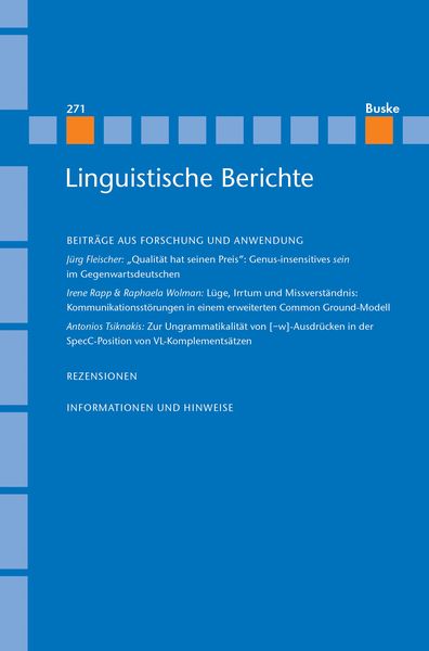 Produktbild: Linguistische Berichte Heft 271