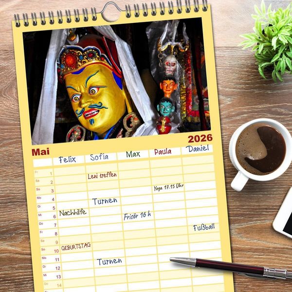 Produktbild: Familienplaner 2026 - Buddhas & Bhodisattvas mit 5 Spalten (Wandkalender, 21 x 45 cm) CALVENDO