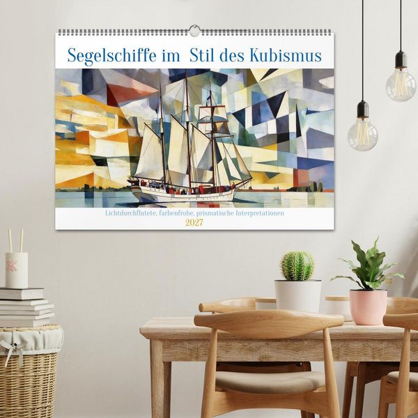 Produktbild: Segelschiffe im Stil des Kubismus (Wandkalender 2027 DIN A2 quer), CALVENDO Monatskalender