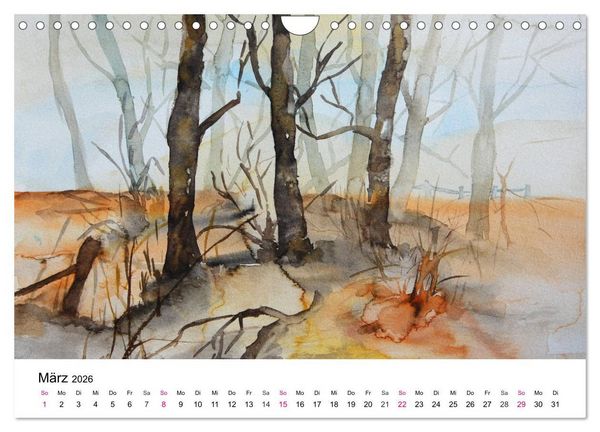 Produktbild: Mit Aquarellen durch das Jahr (Wandkalender 2026 DIN A4 quer), CALVENDO Monatskalender