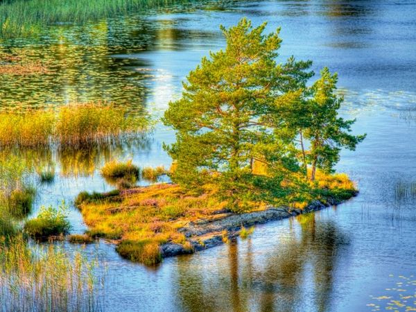 Produktbild: CALVENDO Puzzle Sehnsucht Schweden - Insel mit B&auml;umen in Schwedens gr&ouml;&szlig;tem See - dem V&auml;nern | 1000 Teile Lege-Gr&ouml;&szlig;e 64x48cm Foto-Puzzle f&uuml;r gl&uuml;ckliche Stunden