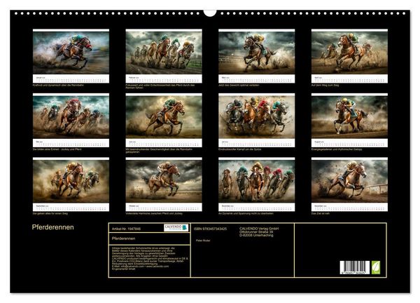 Produktbild: Pferderennen (Wandkalender 2026 DIN A2 quer), CALVENDO Monatskalender