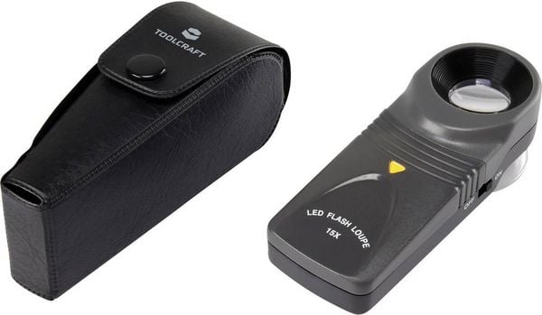Produktbild: TOOLCRAFT 1303080 Handlupe mit LED-Beleuchtung Vergr&ouml;&szlig;erungsfaktor: 15 x Linsengr&ouml;&szlig;e: (&Oslash;) 20 mm