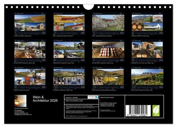 Produktbild: Wein & Architektur 2026 (Wandkalender 2026 DIN A4 quer), CALVENDO Monatskalender