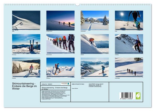 Produktbild: Skimountaineering - Erobere die Berge im Winter (hochwertiger Premium Wandkalender 2026 DIN A2 quer), Kunstdruck in Hochglanz