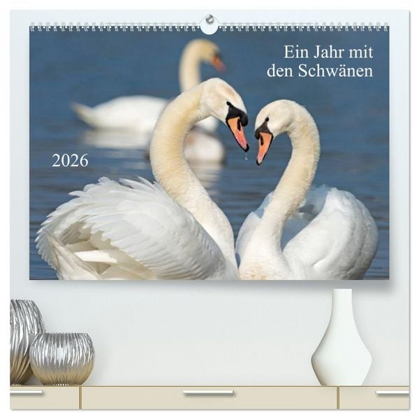 Ein Jahr mit den Schwänen (hochwertiger Premium Wandkalender 2026 DIN A2 quer), Kunstdruck in Hochglanz