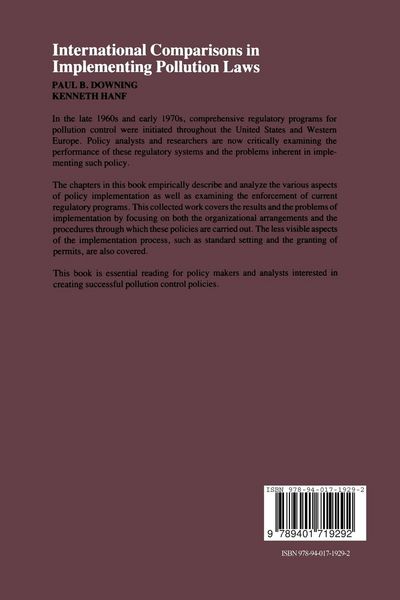 Produktbild: International Comparisons in Implementing Pollution Laws